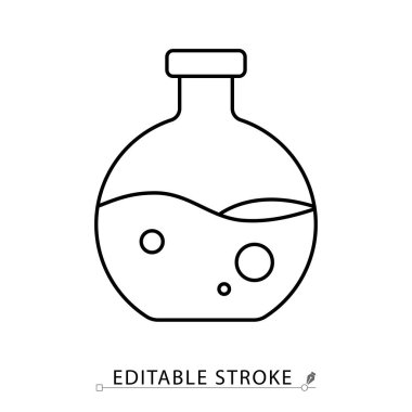 Minimalist tarzda düzenlenebilir felçli bir laboratuvar ikonu. Kimyasal kap, bilimsel araç, araştırma cam örtüsü, sıvı ölçüm, deney elementi, ana çizim vektör çizimi