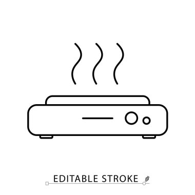 Isıtıcı plaka simgesi düzenlenebilir darbede. Laboratuvar ısıtıcısı ana hat vektörü. Laboratuvar ısıtma ekipmanları, numuneler için ısınma aygıtı, düz elektrikli ısıtıcı, bilimsel alet hattı sembolü