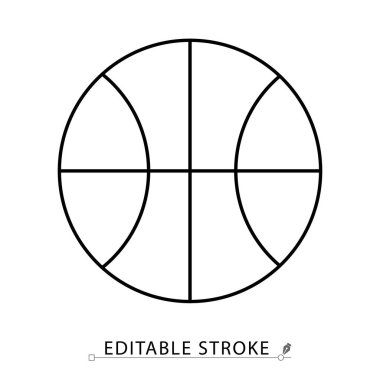 Minimalist tarzda düzenlenebilir bir basketbol ikonu. Spor malzemeleri, top oyunu, atletik nesne, saha aktivitesi, takım yarışması, fiziksel antrenman, açık hava oyunu, yuvarlak sembol.