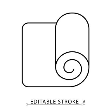 Yoga minimalist tarzda düzenlenebilir felçli bir minimalist mat ikonu. Spor ekipmanları, egzersiz yüzeyi, egzersiz malzemeleri, egzersiz nesnesi, sağlık aracı, kapalı alanda etkinlik, spor unsuru, rulo minder, tasarım tasarımı