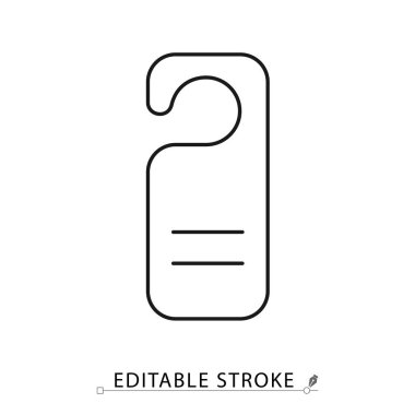 Düzenlenebilir felçli, minimalist kapı asma simgesi. Otel hizmetinin vektör ana hatları, gizlilik işareti, etiketi, oda servisi etiketini, konaklama endüstrisini, seyahat konaklama yerini bozmayın..