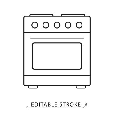 Minimalist tarzda düzenlenebilir bir elektrikli ocak ikonu. Mutfak gereçleri, yemek ekipmanları, ev aletleri, modern teknoloji, iç öğe, iç hizmet, elektronik nesne