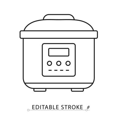 Minimalist tarzda düzenlenebilir felçli çoklu bir ikon. Mutfak gereçleri, yemek ekipmanları, ev aletleri, modern teknoloji, elektronik makine, iç hizmet, iç element