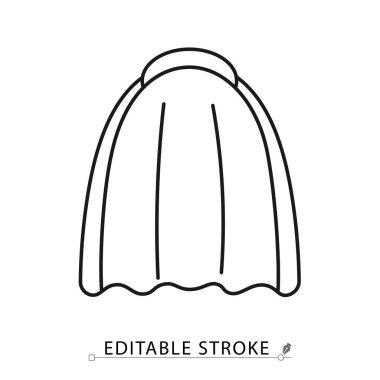 A chef hat icon in a minimalist line style with editable stroke. Professional cook uniform, kitchen staff accessory, restaurant headwear, culinary symbol, gourmet food preparation