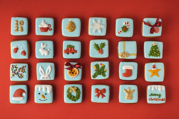 Biscoito Natal Delicioso Calendário Advento Para Contar Dias Antecipação Natal — Fotografia de Stock