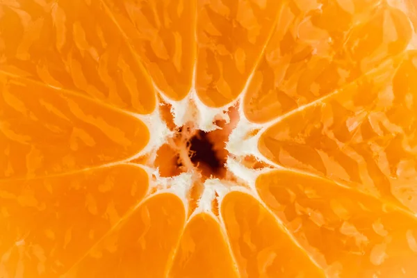 Macro Shot Orange Tangerine Slice Textured Background Fresh Summer Vitamin — Stock Photo, Image