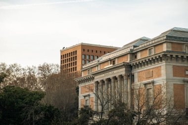 Madrid, Spain - January 29, 2024: Exterior facade of Prado museum in Madrid. clipart