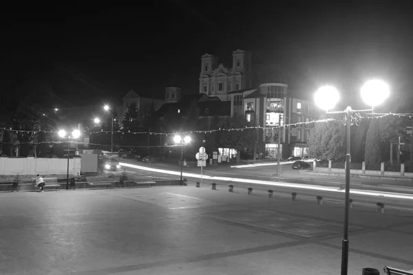 Cidade Noite Luzes Cidade Noite Parte Histórica Cidade Velha Catedral — Fotografia de Stock