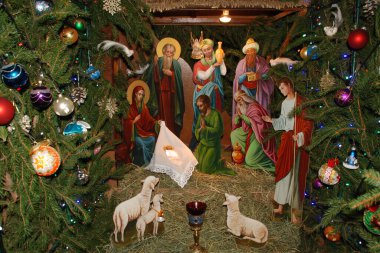 Manastırda Noel doğumu sahnesi