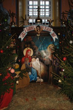 Manastırda Noel doğumu sahnesi