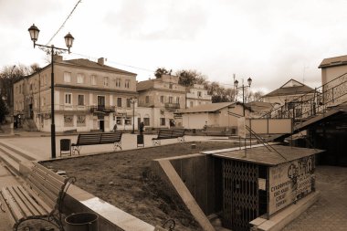 A small street of the old town. The historic part of the old town.Old city street.The historic part of the old town.A small street of the old town.New square of the old town 