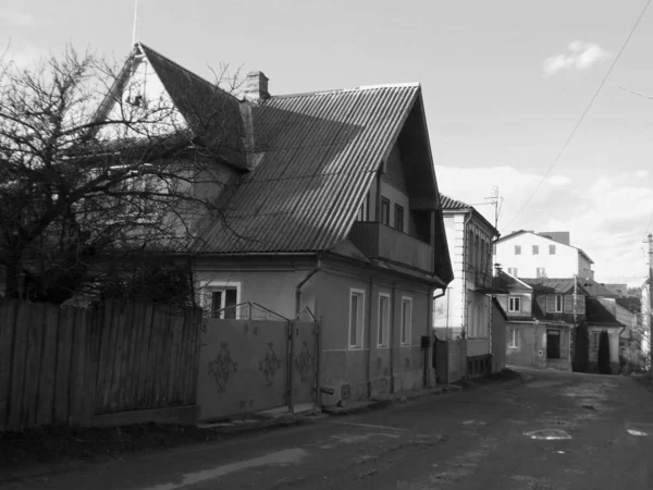 Bosco Inverno Casa Legno Nel Villaggio Ucraino Alla Periferia Del — Foto Stock