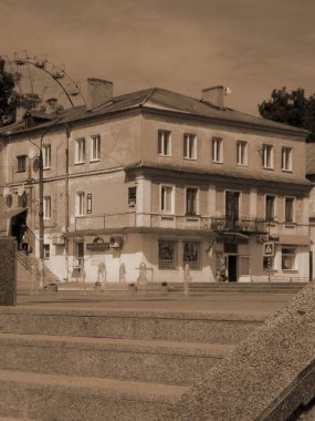 Old city street.The historic part of the old town.A small street of the old town.New square of the old town         