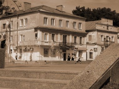 Old city street.The historic part of the old town.A small street of the old town.New square of the old town         