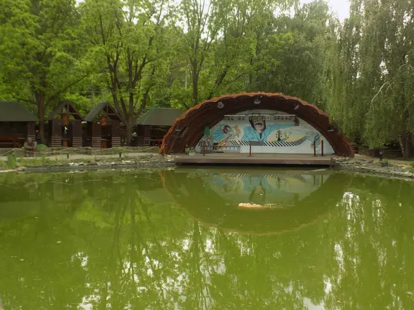 Göletin üzerine park et.          