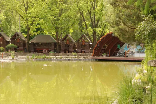 Göletin üzerine park et.