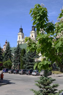 Eski şehrin tarihi kısmı. Eski kasaba, merkez cadde. Dönüşüm Katedrali..