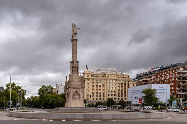 Madrid Španělsko Října 2022 Tračníkovo Náměstí Středním Madridu Zamračený Den — Stock fotografie