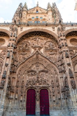 Salamanca Katedrali 'nin platerik tarzında ana cephe. Castilla Leon, İspanya.