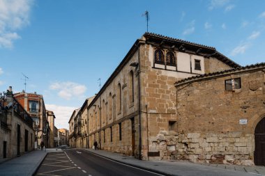 Salamanca, Spain - January 15, 2022: Empty street in the old town of Salamanca.
