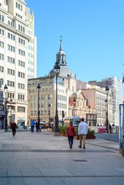 Madrid, Spain - October 11, 2020: Sevilla Street and Galeria Canalejas is the new international icon of luxury shopping and gastronomy in the heart of Madrid