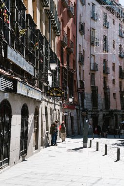Madrid, Spain - October 11, 2020: Cava de San Miguel Street in historic center