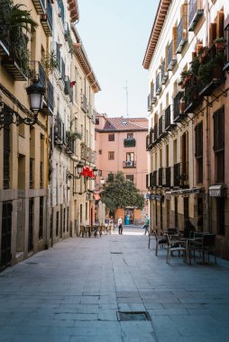 Madrid, Spain - October 11, 2020: Pedestrian street in historical center