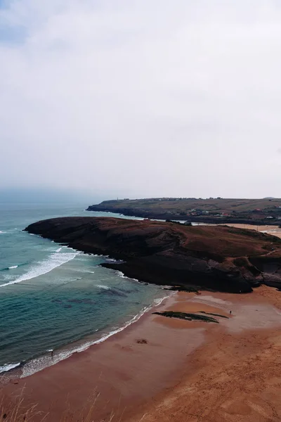 Beach Antuerta Ajo Trasmiera Cantabria Spain Beach Surrounded Cliffs Very — Stok fotoğraf