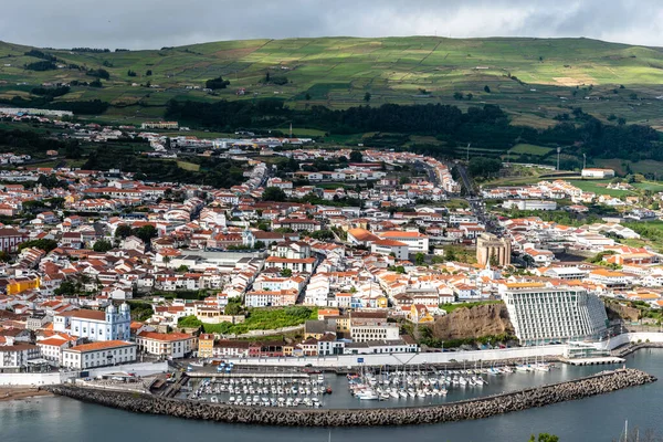 Angra Heroismo Portugal July 2022 Panoramic Aerial View Old Town — 图库照片