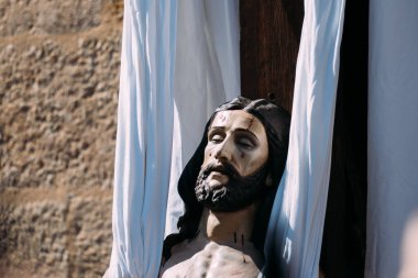 Zamora, İspanya - 7 Nisan 2023: Zamora 'daki Paskalya haftasında iniş sahnesi.