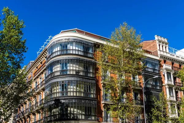 Старые Роскошные Здания Районе Херонимос Центре Мадрида Стоковое Изображение