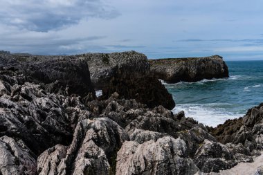 Cliffs at bufones of Pria in the Cantabrian Sea. Asturias, Spain clipart