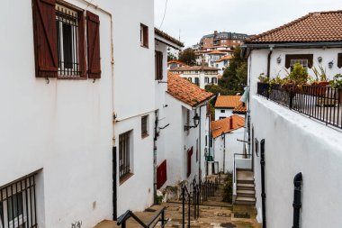 Geleneksel Bask Ülkesi tarzı Getxo 'nun pitoresk caddelerinin ve mimarisinin büyüleyici manzarası.