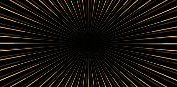 Vektor Illustration Goldene Strahlen Auf Schwarzem Hintergrund Mit Radiallinien Für — Stockvektor