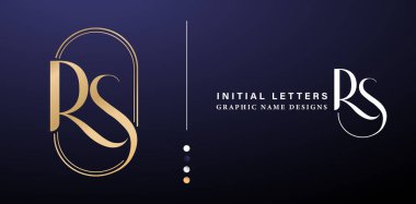 Initial Letter R and S Logo Design with Elegant Golden Colors for Corporate Business Identity, advertisements materials, collages prints, ads campaigns marketing letterpress golden foil business cards clipart