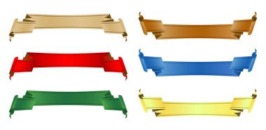 Levhalar, kolajlar, sahne tasarımları, kullanıcı arayüzü, markalaşma veya kimlik kampanyaları, kırtasiye planları, sunum materyalleri için altı renk izole edilmiş afişler.