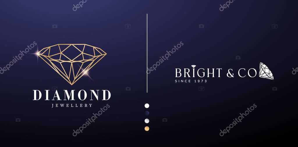 Vector illustration Diamond Luxury jewelry logotype symbols isolated backgrounds for Branding and identity design, corporate mark logotype, Conceptual identity designs company, creative concepts signs