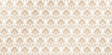 Seamless Pattern golden ornament damask style isolated white background for wallpaper the bedroom, patterned fills, webs pages, surface textures, book covers, fabrics printing, textiles tiles interior clipart