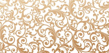 Girdap desensiz süslemeler altın çiçekli arka plan modaya uygun modern duvar kâğıdı ya da tekstil için izole edilmiş beyaz arka plan, barok biçiminde duvar kağıdı dikişsiz desen, ambalaj kağıtları