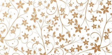 Dekoratif çiçekleri ve kelebekleri olan kusursuz desenler zarif, dokulu duvar kağıtları, arka plan ve sayfa dolgusu için izole edilmiş beyaz arka planlar, modaya uygun modern tekstil materyalleri.