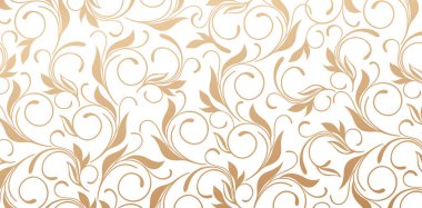 Zarif Altın Çiçek Girdapları ve Yapraklar Yaprak Doku Süslemesi Zarif lüks duvar kağıtları, arka planlar ve sayfalar doldurma için izole edilmiş beyaz arka plan, Moda modern tekstil materyali, yaratıcı tasarım fayansları