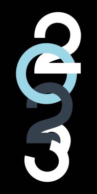 Vektör. Yeni yılın kutlu olsun 2023 logo metin tasarımı. 2023 basım logolu şablonlar tasarla. 2023 mutlu yeni yıl sembolleri koleksiyonu. Markalaşma, afiş, kapak, kartpostal için minimalizm arka planı.