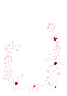 Vektör. Mutlu Noeller ve mutlu yeni yıl çiçekleri, metin için fotokopi alanı. Noel kartları için kırsal çerçeve şablonu, düğün davetiyeleri, parti davetiyeleri. Elle çizilmiş çizim.