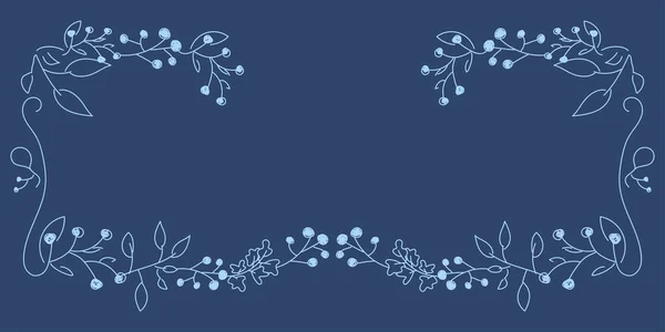 ベクトル メリークリスマスとハッピー新年の花の背景は テキストのためのスペースをコピーします クリスマスカード 結婚式の招待状 パーティー招待状のための素朴な水平フレームテンプレート 手描きのスケッチ — ストックベクタ