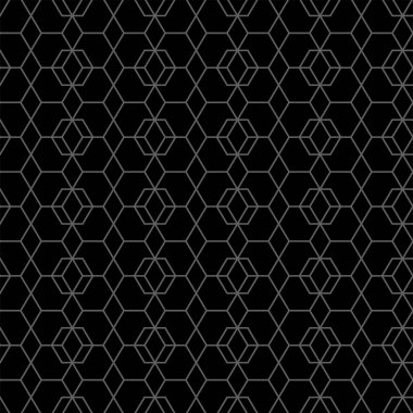 Vektör çizimi. Altıgen konturun dokusu. Gri, siyah ve beyaz geometrik kusursuz desen. Mozaik soyut arka plan. Altıgen tekrarlayan geometrik çokgen dokusu.
