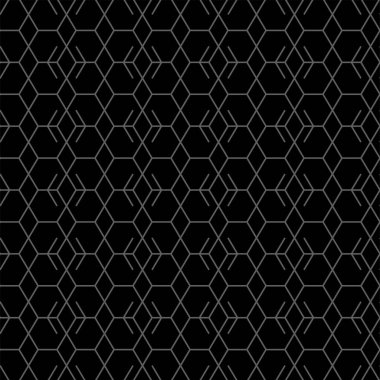 Vektör çizimi. Altıgen konturun dokusu. Gri, siyah ve beyaz geometrik kusursuz desen. Mozaik soyut arka plan. Altıgen tekrarlayan geometrik çokgen dokusu.