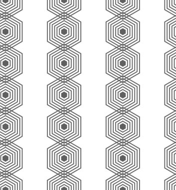 Vektör çizimi. Altıgen konturun dokusu. Gri, siyah ve beyaz geometrik kusursuz desen. Mozaik soyut arka plan. Altıgen tekrarlayan geometrik çokgen dokusu.