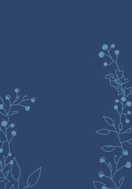 Vektör. Mutlu Noeller ve mutlu yeni yıl çiçekleri, metin için fotokopi alanı. Noel kartları için kırsal çerçeve şablonu, düğün davetiyeleri, parti davetiyeleri. Elle çizilmiş çizim.