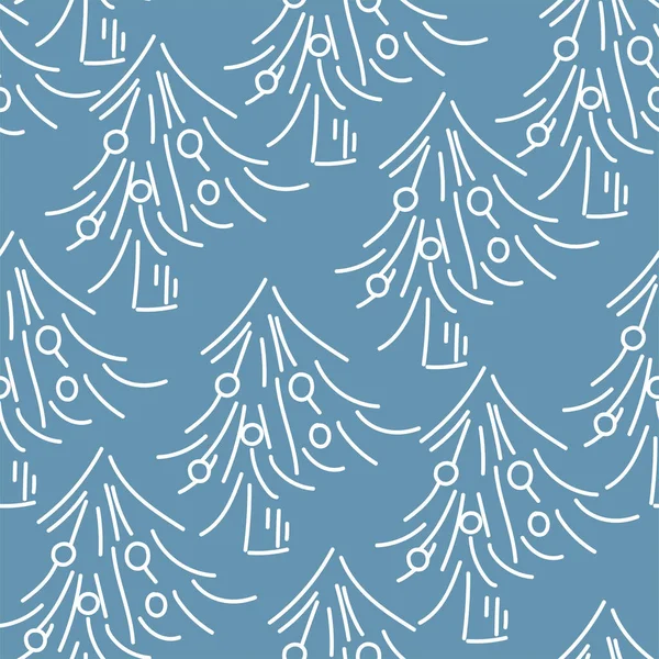 Βέκτορ Χειροποίητο Απρόσκοπτο Χριστουγεννιάτικο Σχέδιο Γραμμικό Χριστουγεννιάτικο Δέντρο Παστέλ Φόντο — Διανυσματικό Αρχείο