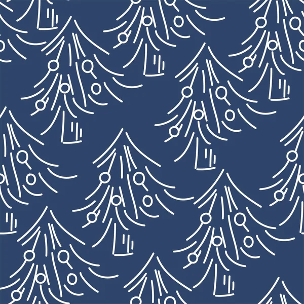 Βέκτορ Χειροποίητο Απρόσκοπτο Χριστουγεννιάτικο Σχέδιο Γραμμικό Χριστουγεννιάτικο Δέντρο Παστέλ Φόντο — Διανυσματικό Αρχείο